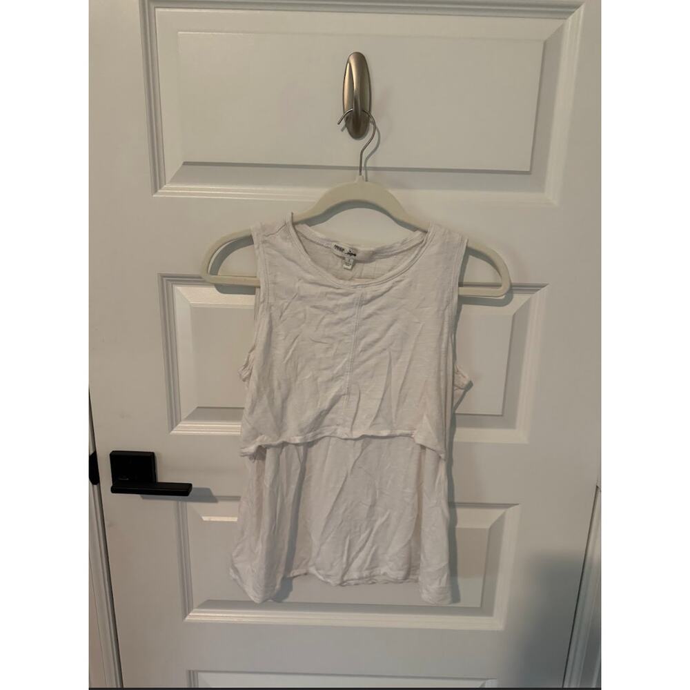 Anthropologie White Scoop Neck Sleeveless Layered Tank